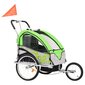 vidaXL 2-1 Vaikiškas dviratis-priekaba ir vežimėlis, žalia ir pilka kaina ir informacija | Dviračių priekabos, vėžimėliai | pigu.lt