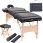Sulankstomas masažo stalo ir kėdės komplektas, juodas kaina ir informacija | Masažo reikmenys | pigu.lt