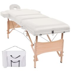 vidaXL 3 zonų sulankstomas masažinis stalas, 10 cm storio, baltas цена и информация | Аксессуары для массажа | pigu.lt