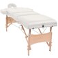 vidaXL 3 zonų sulankstomas masažinis stalas, 10 cm storio, baltas kaina ir informacija | Masažo reikmenys | pigu.lt