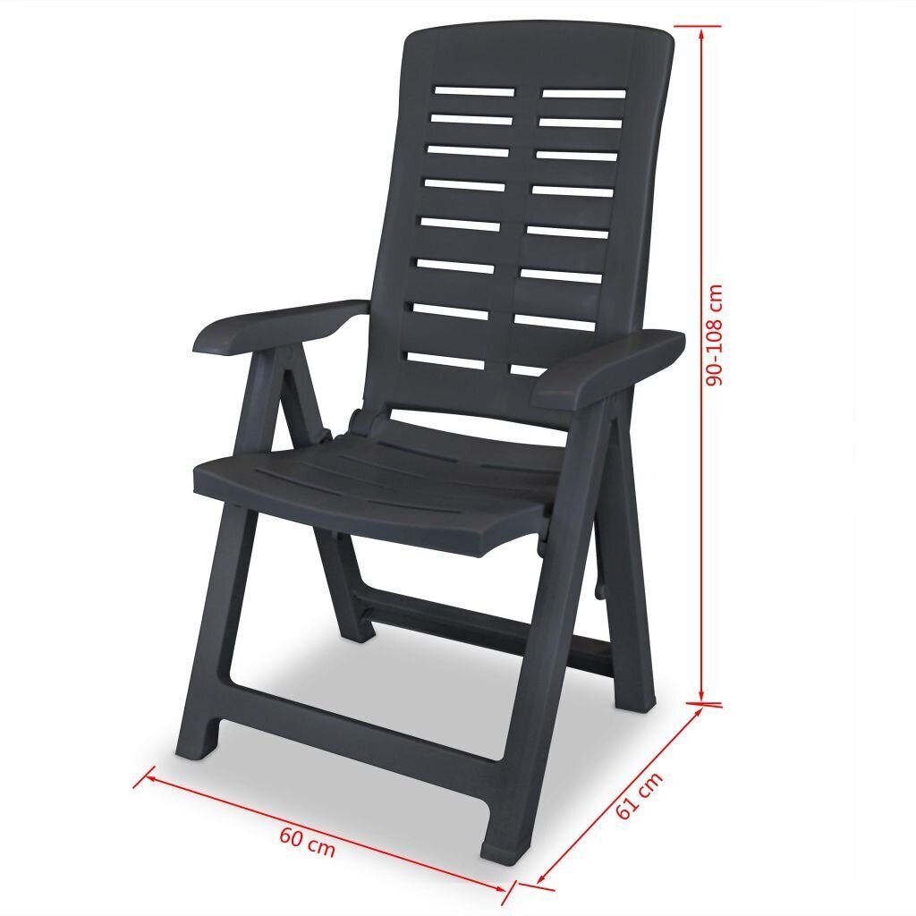 Atlošiamos sodo kėdės, 4 vnt., pilka spalva kaina ir informacija | Lauko kėdės, foteliai, pufai | pigu.lt