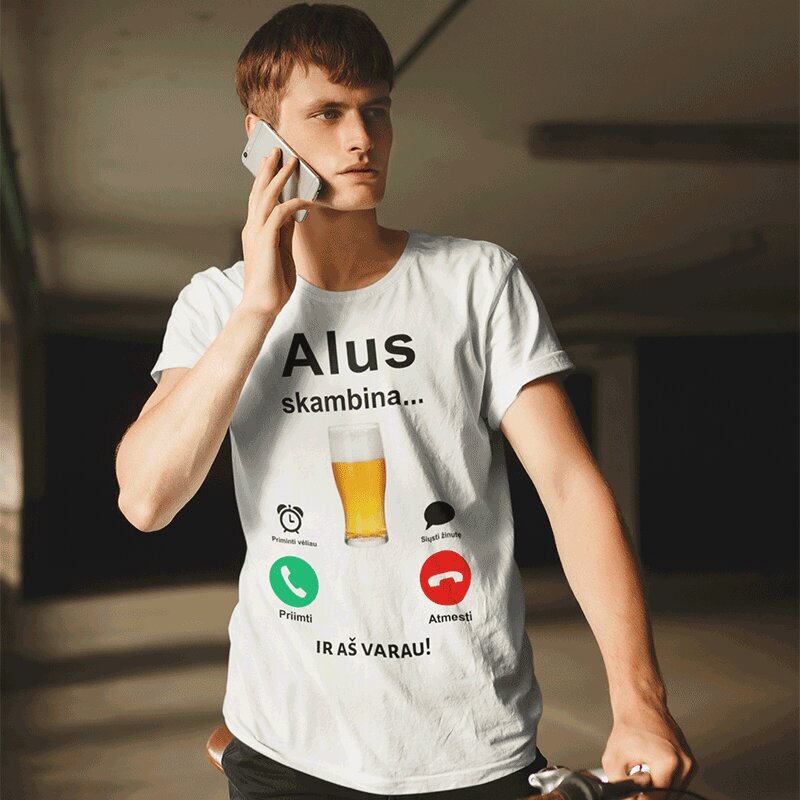 Marškinėliai "Alus skambina" kaina ir informacija | Originalūs marškinėliai | pigu.lt