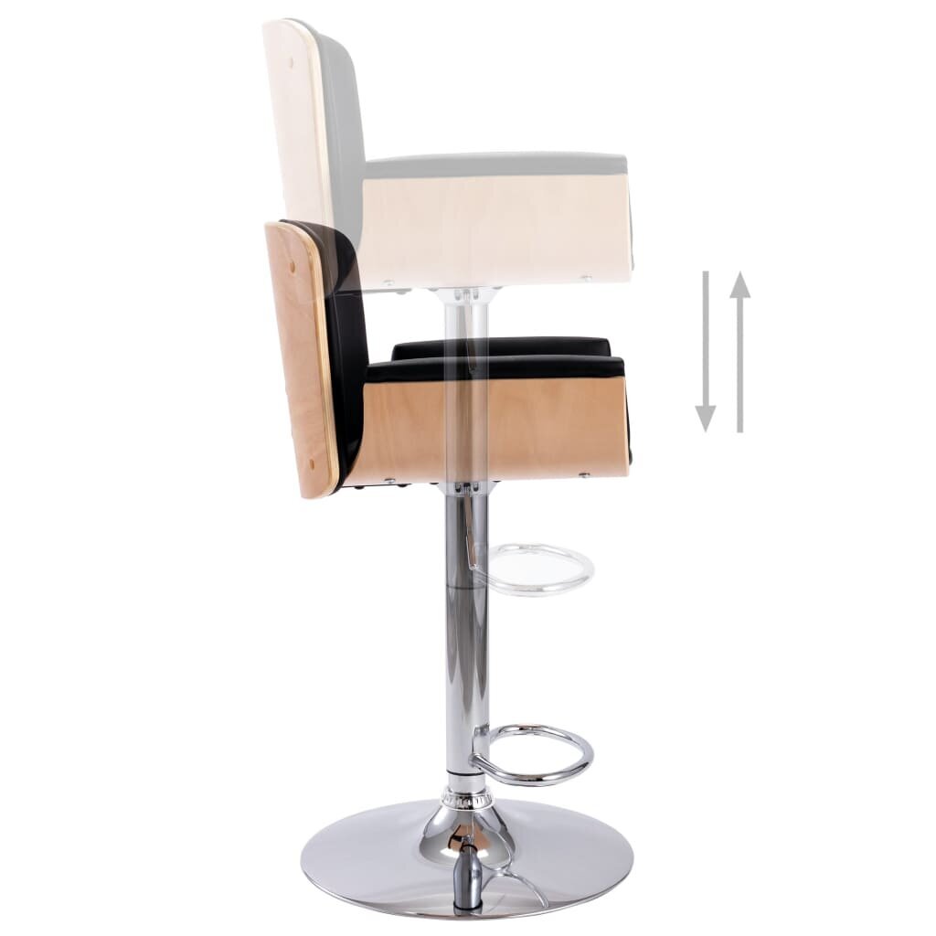 Baro kėdė aptraukta dirbtine oda, juodos spalvos цена и информация | Virtuvės ir valgomojo kėdės | pigu.lt