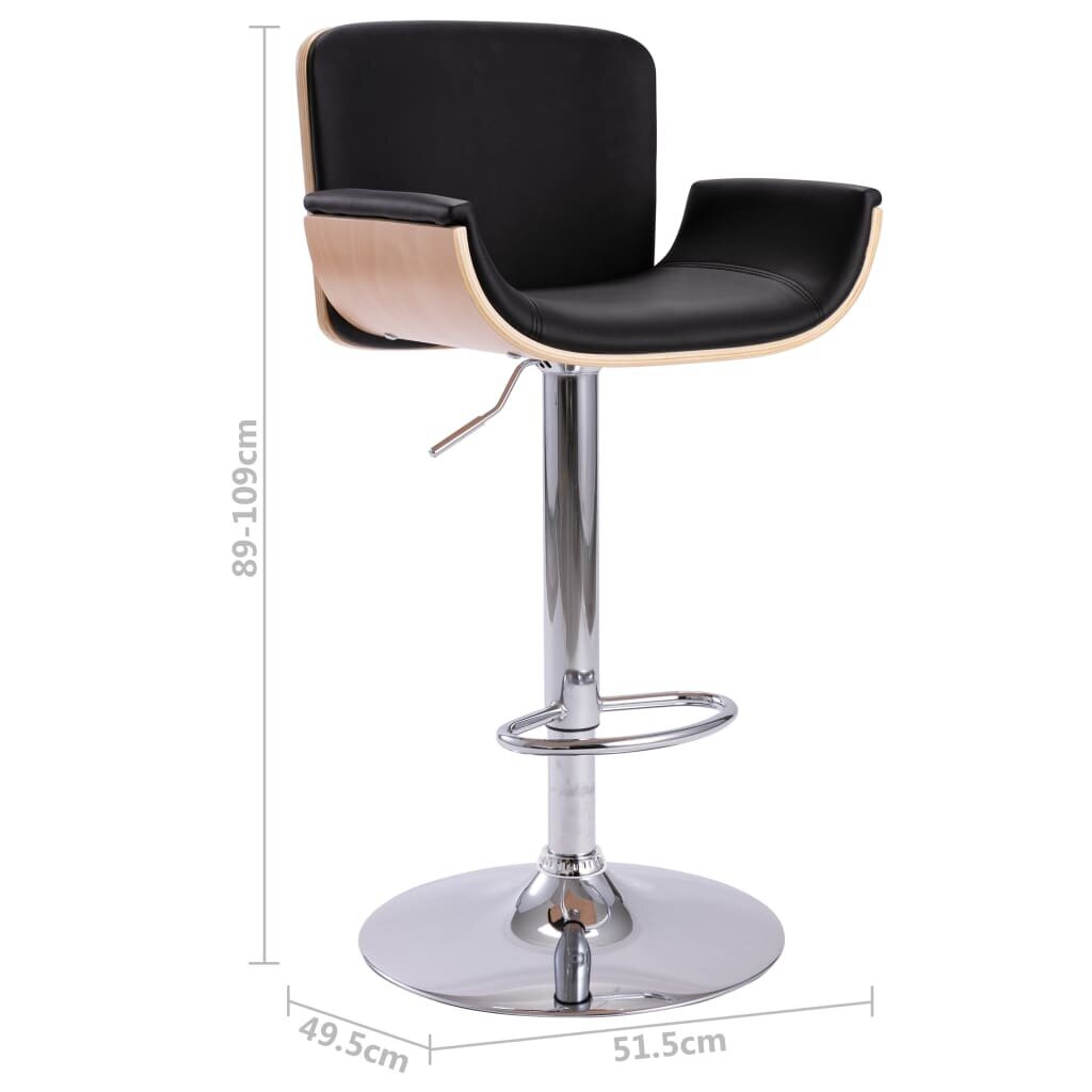 Baro kėdė aptraukta dirbtine oda, juodos spalvos цена и информация | Virtuvės ir valgomojo kėdės | pigu.lt