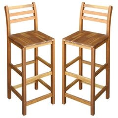 Baro kėdės iš akacijos medienos, 2vnt., 42x36x110cm kaina ir informacija | Virtuvės ir valgomojo kėdės | pigu.lt
