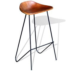 Baro kėdės su tikra oda, 6vnt., rudos kaina ir informacija | Virtuvės ir valgomojo kėdės | pigu.lt