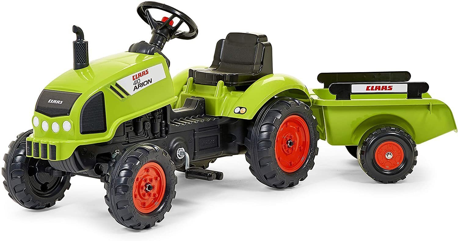 Pedalais minamas traktorius su priekaba Falk Claas Arion 2041C, žalias kaina ir informacija | Žaislai berniukams | pigu.lt
