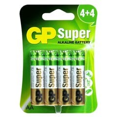 Baterijos GP Super Alkaline, AA (LR6), 8vnt. kaina ir informacija | Elementai | pigu.lt