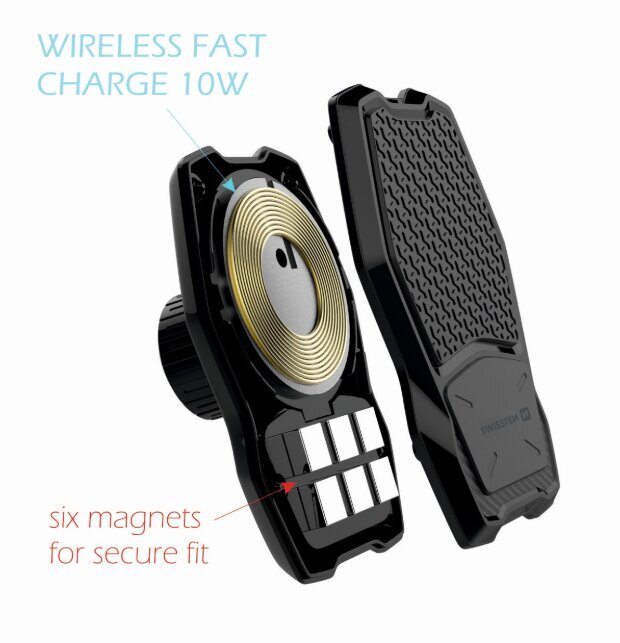 Swissten WM1-HK2 Car Holder With Wireless Charging + Micro USB Cable 1.2m Black kaina ir informacija | Telefono laikikliai | pigu.lt