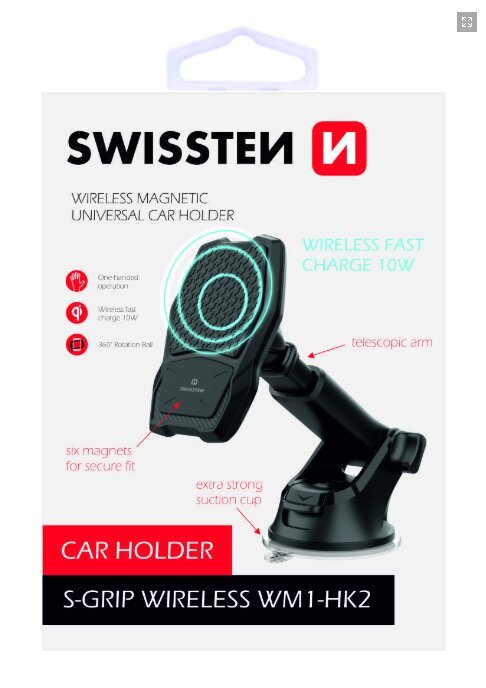 Swissten WM1-HK2 Car Holder With Wireless Charging + Micro USB Cable 1.2m Black kaina ir informacija | Telefono laikikliai | pigu.lt