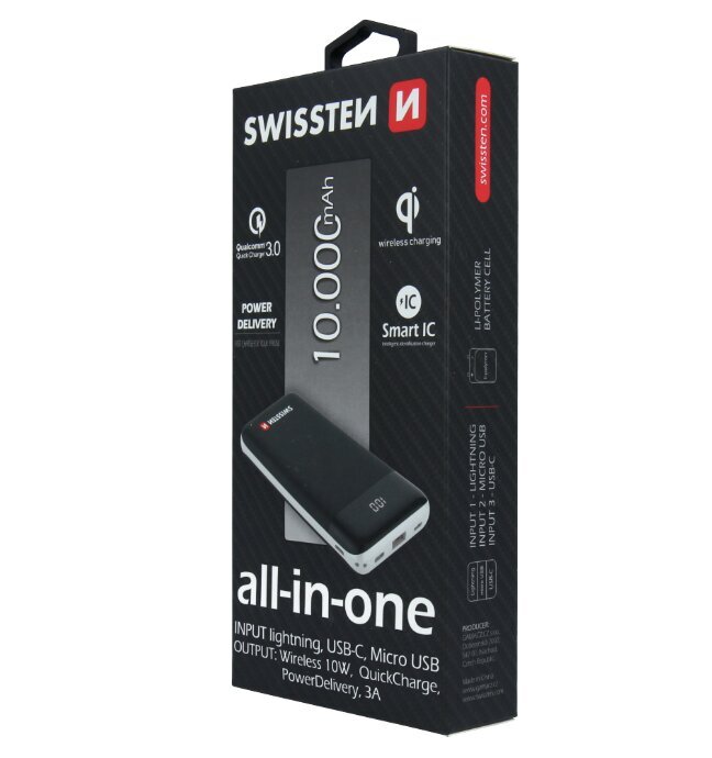 Swissten 10000 mAh kaina ir informacija | Atsarginiai maitinimo šaltiniai (power bank) | pigu.lt