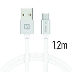 Swissten Textile Universal Micro USB Data and Charging Cable 1.2m Silver kaina ir informacija | Swissten Mobilieji telefonai ir jų priedai | pigu.lt