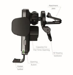 Swissten W2-AV5 Air Vent Car Holder With 15W Wireless Charging + Micro USB Cable 1.2m Black kaina ir informacija | Telefono laikikliai | pigu.lt