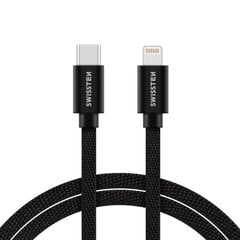 Swissten Textile Универсальный Quick Charge 3.1 USB-C на Lightning Кабель данных 1.2м черный цена и информация | Кабели и провода | pigu.lt