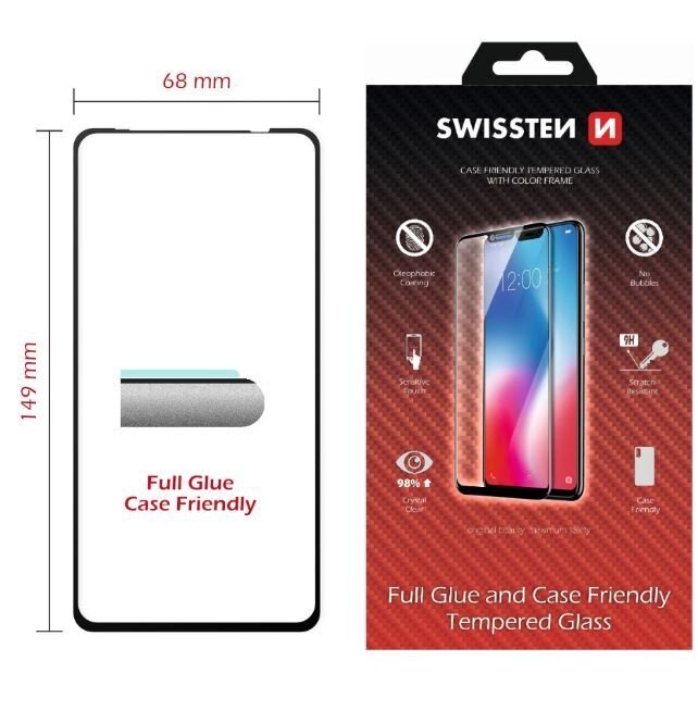 Swissten Full Face 5D Tempered Glass Huawei Nova 5T Black цена и информация | Apsauginės plėvelės telefonams | pigu.lt