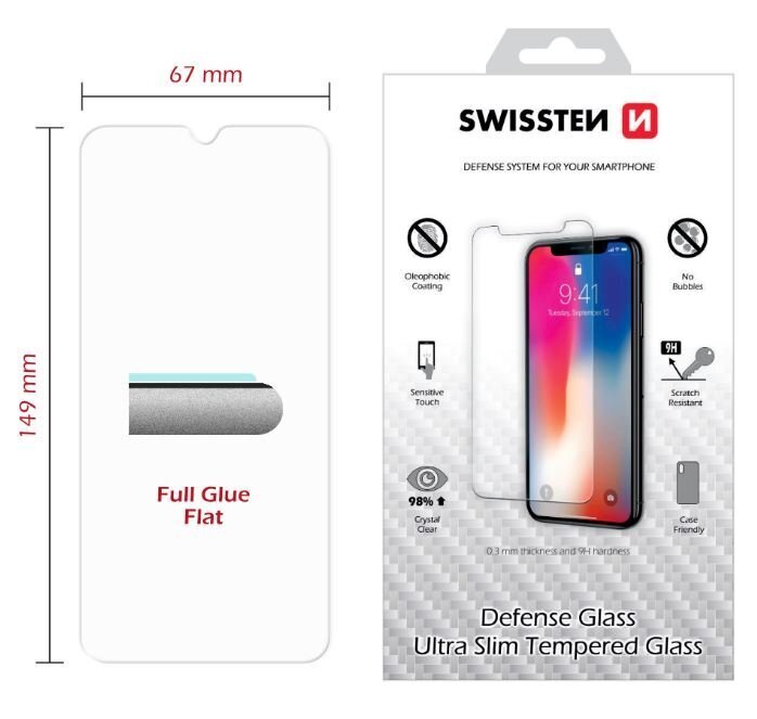 Swissten Ultra Slim Tempered Glass Premium 9H Screen Protector Xiaomi MI 9 цена и информация | Apsauginės plėvelės telefonams | pigu.lt