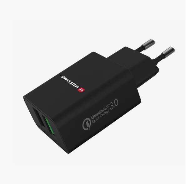 Swissten Premium Travel Charger 2x USB QC3.0 23W Black цена и информация | Krovikliai telefonams | pigu.lt