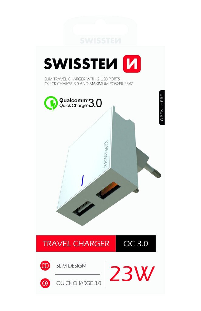 Swissten Premium SW-T-23W-QC30-W kaina ir informacija | Krovikliai telefonams | pigu.lt