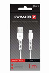 Универсальный кабель данных Swissten Basic Quick Charge USB-C USB, 1 м, белый цена и информация | Кабели для телефонов | pigu.lt