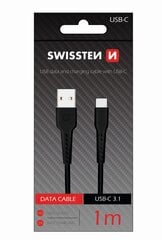 Универсальный Quick Charge USB-C USB кабель данных Swissten Basic, 1 м, черный цена и информация | Кабели для телефонов | pigu.lt