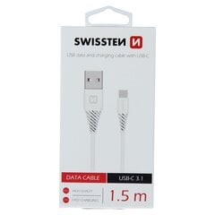 Универсальный кабель данных Swissten Basic Quick Charge USB-C USB, 1.5 м, белый цена и информация | Кабели для телефонов | pigu.lt