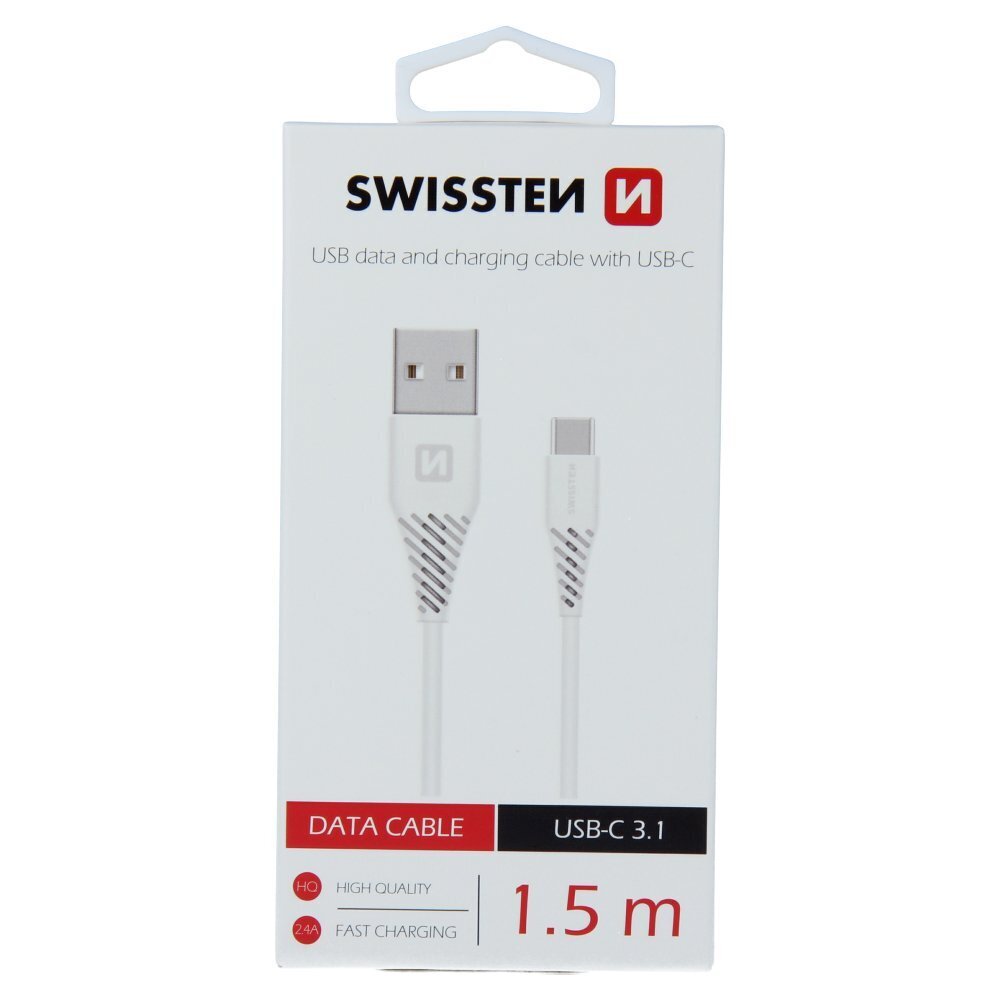 Swissten Basic Universal Quick Charge USB-C Data and Charging Cable 1.5m White kaina ir informacija | Laidai telefonams | pigu.lt