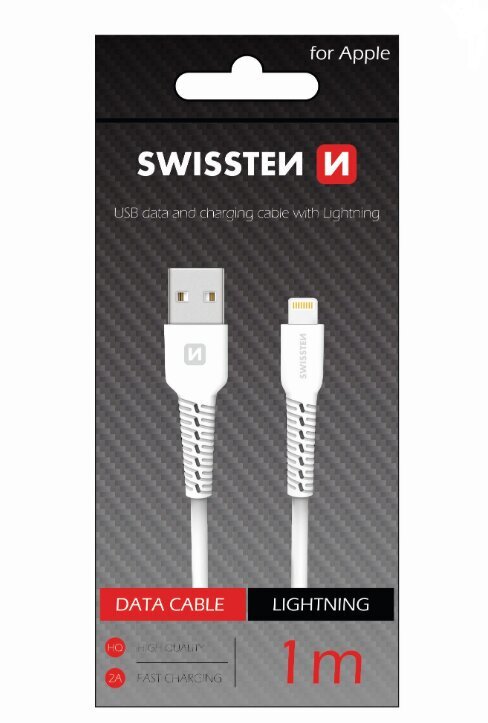 Swissten Basic Fast Charge 3A Lightning (MD818ZM/A) Data and Charging Cable 1m White цена и информация | Kabeliai ir laidai | pigu.lt