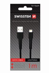 Кабель для зарядки и переноса данных Swissten Basic Fast Charge 3A Lightning (MD818ZM/A), 1 м, черный цена и информация | Кабели и провода | pigu.lt