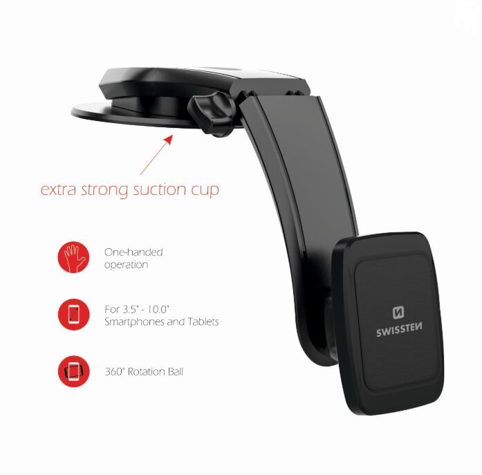 Swissten S-GRIP-M5-R1 Premium Universal Magnetic Car Panel Holder Black цена и информация | Telefono laikikliai | pigu.lt