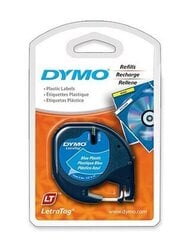 DYMO LetraTag Plastic Tape 12mm x 4m   black on blue (S0721600) - цена и информация | Аксессуары для принтера | pigu.lt