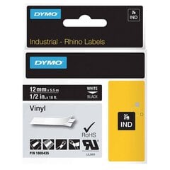 DYMO Rhino Vinyl Tape 12mm x 5.5m   white on black (1805435) - цена и информация | Аксессуары для принтера | pigu.lt