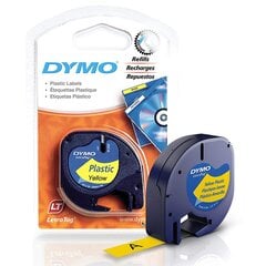 Пластиковая лента Dymo LetraTag 12 мм x 4 м / черный на желтом (S0721570 / S0721620) цена и информация | Аксессуары для принтера | pigu.lt