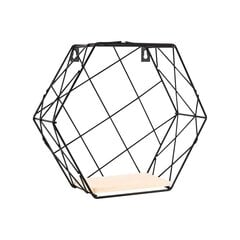 Полка подвесная Spaceo Hexagon, черная/бежевая цена и информация | Полки | pigu.lt