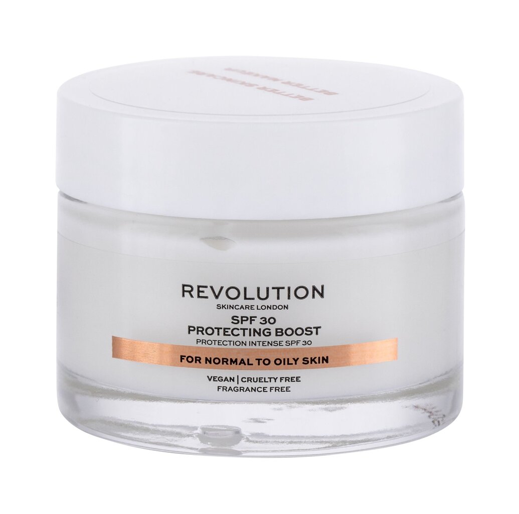 Drėkinamasis veido kremas Revolution Skincare Protecting Boost SPF30, 50 ml kaina ir informacija | Veido kremai | pigu.lt