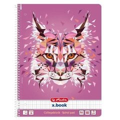 Cпиральный блокнот Herlitz Wild Animals / Рысь – A4/80, клетчатый цена и информация | Тетради и бумажные товары | pigu.lt