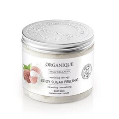 Kūno šveitiklis Organique Body Sugar Peeling goat's milk and lychee, 200ml kaina ir informacija | Dušo želė, aliejai | pigu.lt