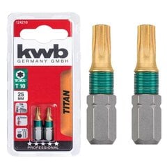 Sukimo angaliai Kwb 2, 25 mm „Torx 25“ Titanas 124210 („TiN“, „TQ 60“ plienas, ISO 1173, „C6.3“), 2 vnt kaina ir informacija | Mechaniniai įrankiai | pigu.lt