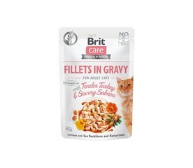 Brit Care Fillets in Gravy Tender Turkey & Savory Salmon влажный корм для кошек 85г цена и информация | Консервы для кошек | pigu.lt