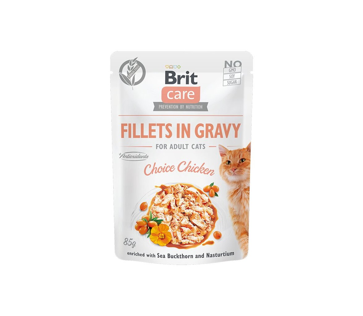 Brit Care konservai filė padaže katėms su vištiena 85g kaina ir informacija | Konservai katėms | pigu.lt