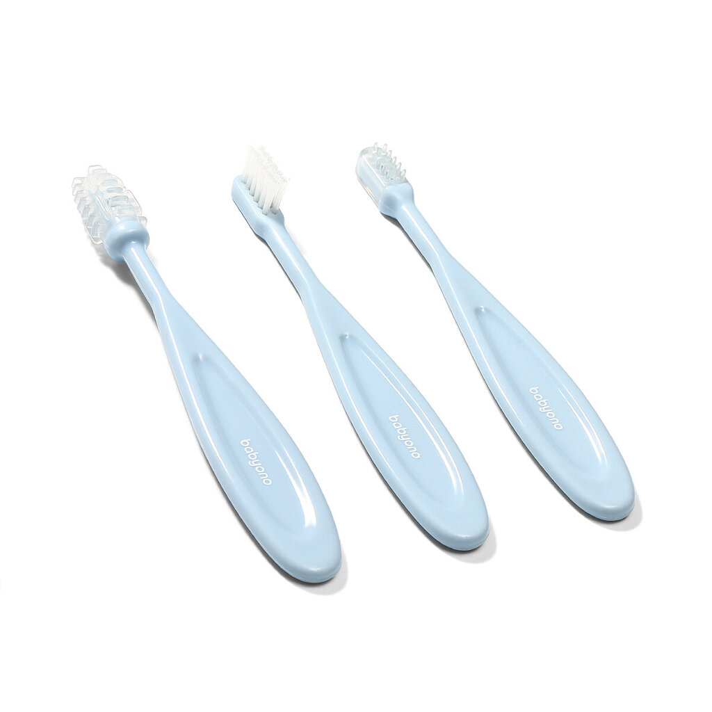 Šepetukai dantims 3 vnt, 550, BabyOno, mėlyni цена и информация | Higienos priemonės | pigu.lt