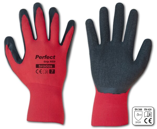 Apsauginės pirštinės Bradas Perfect Grip Red, lateksas, dydis 10 цена и информация | Darbo pirštinės | pigu.lt