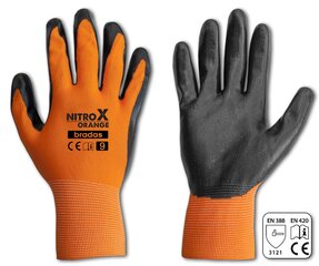 Перчатки защитные Bradas NITROX ORANGE нитрил (размер 9) цена и информация | Рабочие перчатки | pigu.lt