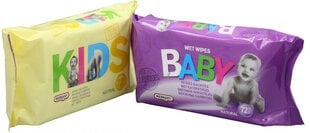 Влажные салфетки Kids & Baby, 72 шт. цена и информация | Одноразовые пеленки и влажные салфетки | pigu.lt
