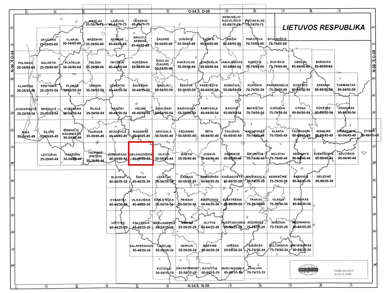 Topografinis žemėlapis, Gelgaudiškis 45-49/40-44, M 1:50000 kaina ir informacija | Žemėlapiai | pigu.lt