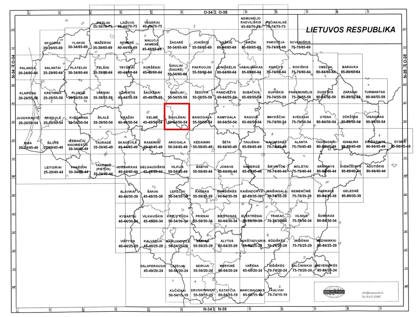 Topografinis žemėlapis, Šiaulėnai 50-54/50-54, M 1:50000 kaina ir informacija | Žemėlapiai | pigu.lt