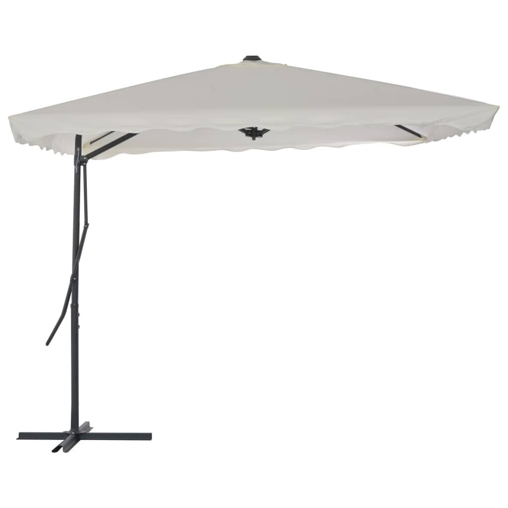 Lauko skėtis vidaXL su plieniniu stulpu, 250x250 cm, smėlio spalvos kaina ir informacija | Skėčiai, markizės, stovai | pigu.lt