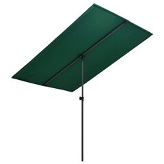 Lauko skėtis vidaXL su aliuminio stulpu, 2x1,5m, žalias цена и информация | Зонты, маркизы, стойки | pigu.lt