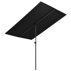 Lauko skėtis vidaXL su aliuminio stulpu, 2x1,5m, juodos spalvos kaina ir informacija | Skėčiai, markizės, stovai | pigu.lt