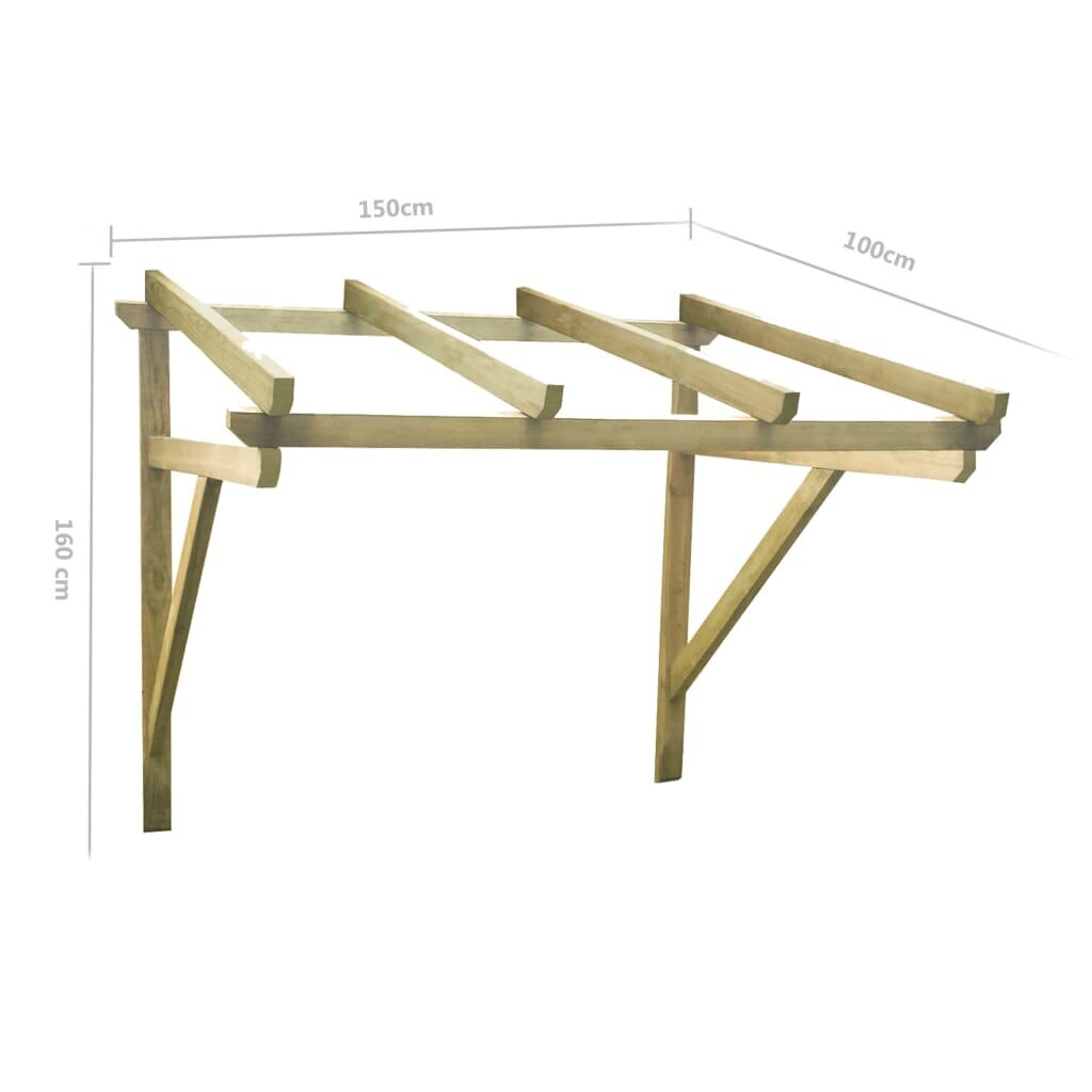 Durų skliautas vidaXL, 150x100x160 cm, pušies medienos masyvas kaina ir informacija | Stogeliai virš durų | pigu.lt