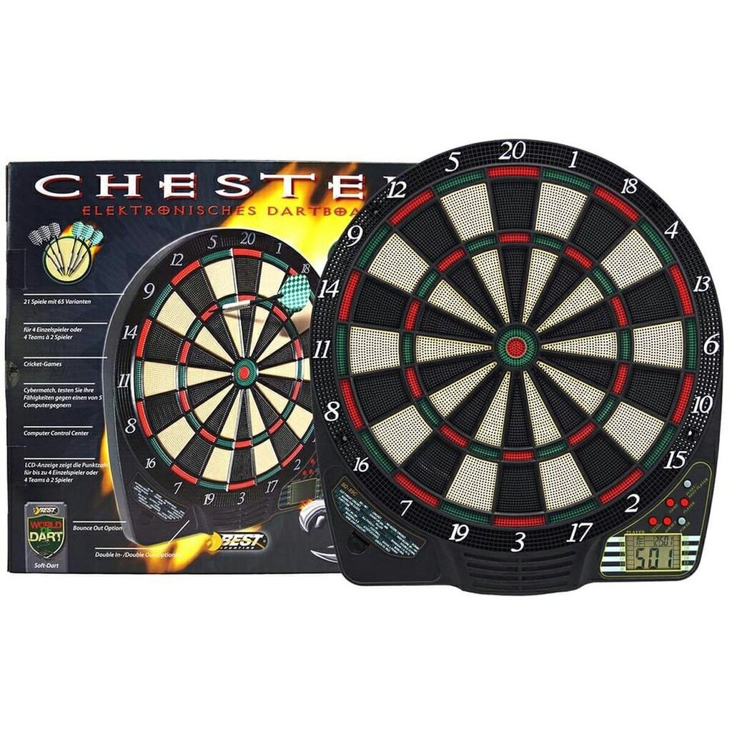 Elektroninė smiginio lenta Best Sporting Dart Chester, juoda kaina ir informacija | Smiginis | pigu.lt